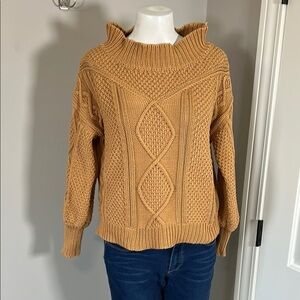 KIVARI Womens Oversized Cable Knit Wool
Blend Sweater Jumper Tan Sz XS